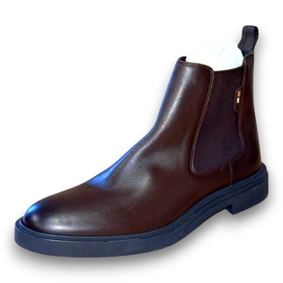 BOSS Calev Chelsea Boots Men's Dark Brown Leather US 13 (UK 12 EU 46) MSRP $230 - Picture 1 of 5